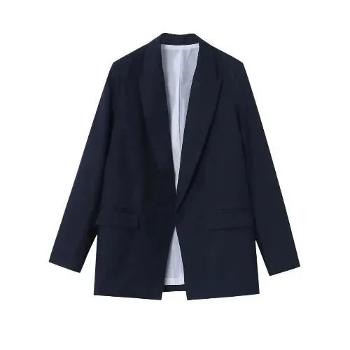 Wenkouban-Winter outfits Christmas Black Friday Notched Cotton Linen Office Blazer Jacket