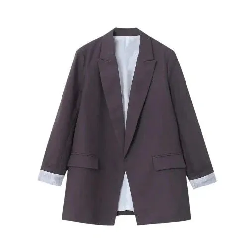 Wenkouban-Winter outfits Christmas Black Friday Notched Cotton Linen Office Blazer Jacket