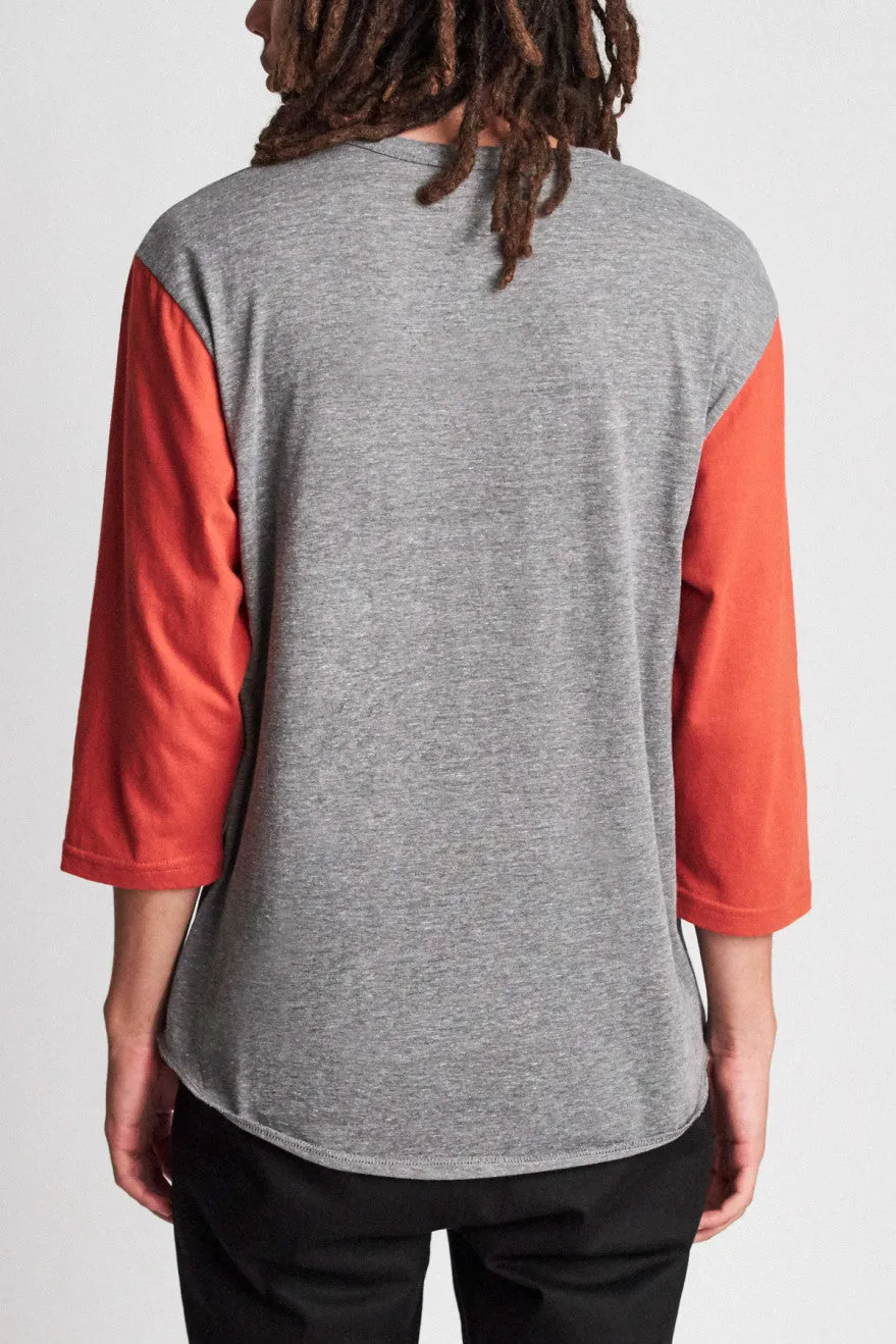 Wheeler 3/4 Sleeve Henley - Heather Grey/Henna