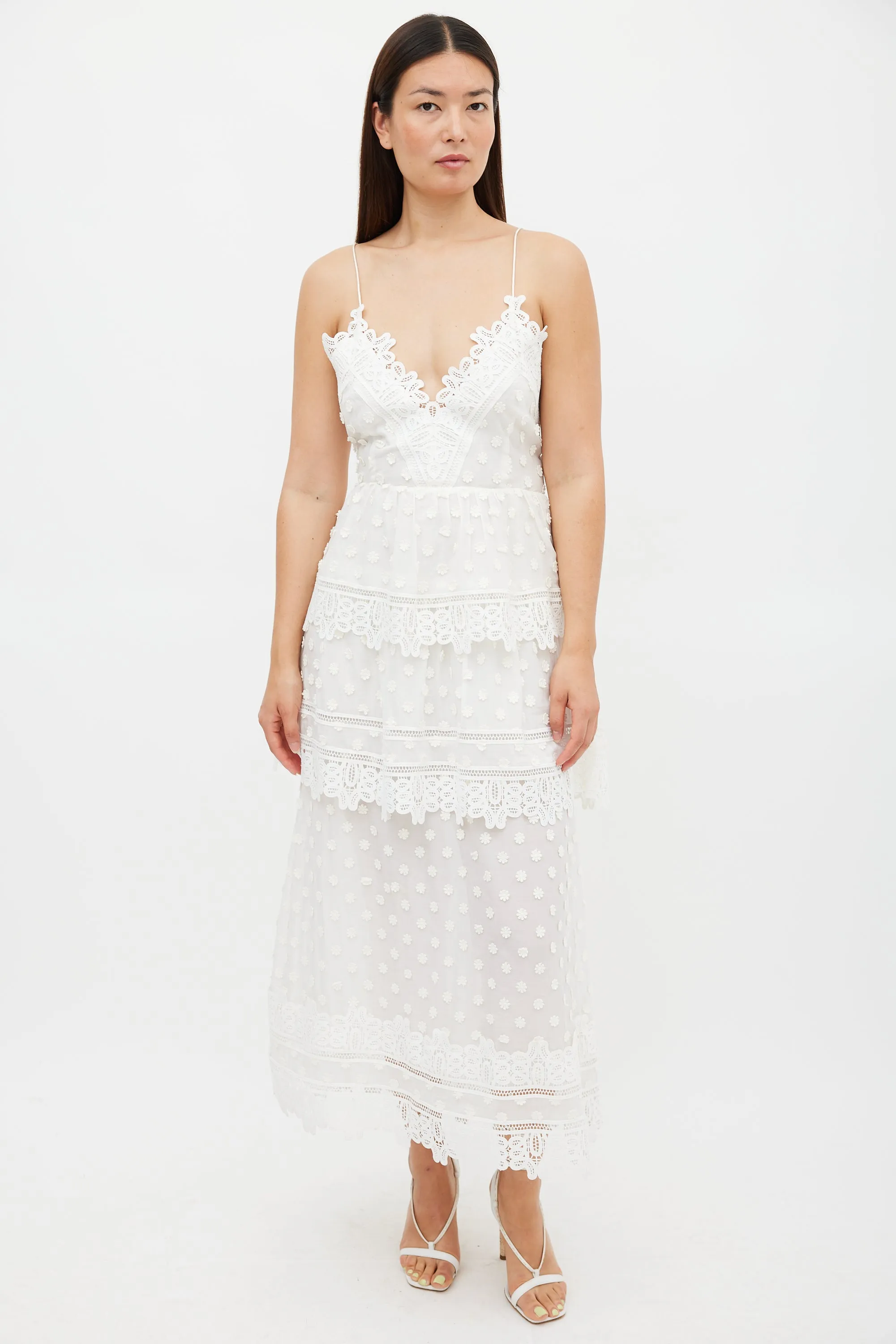 White Cotton & Lace Ivy Midi Dress