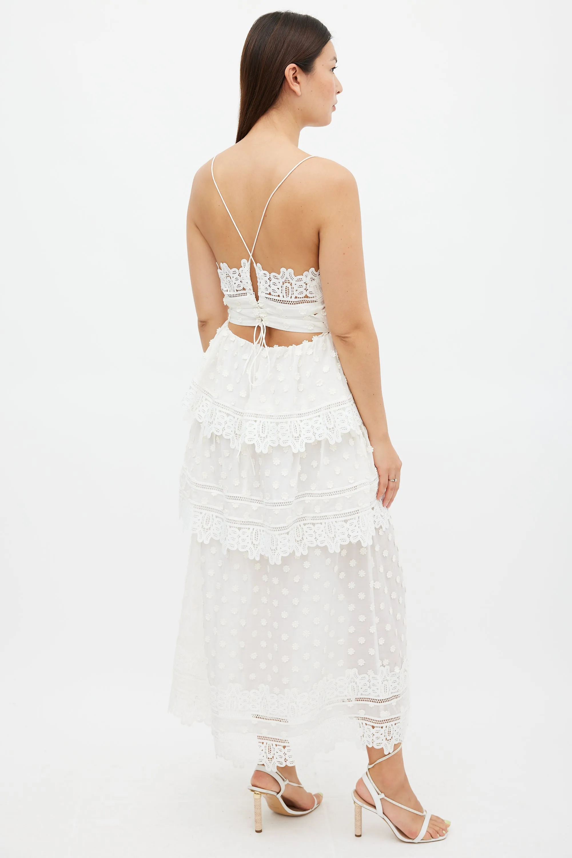 White Cotton & Lace Ivy Midi Dress