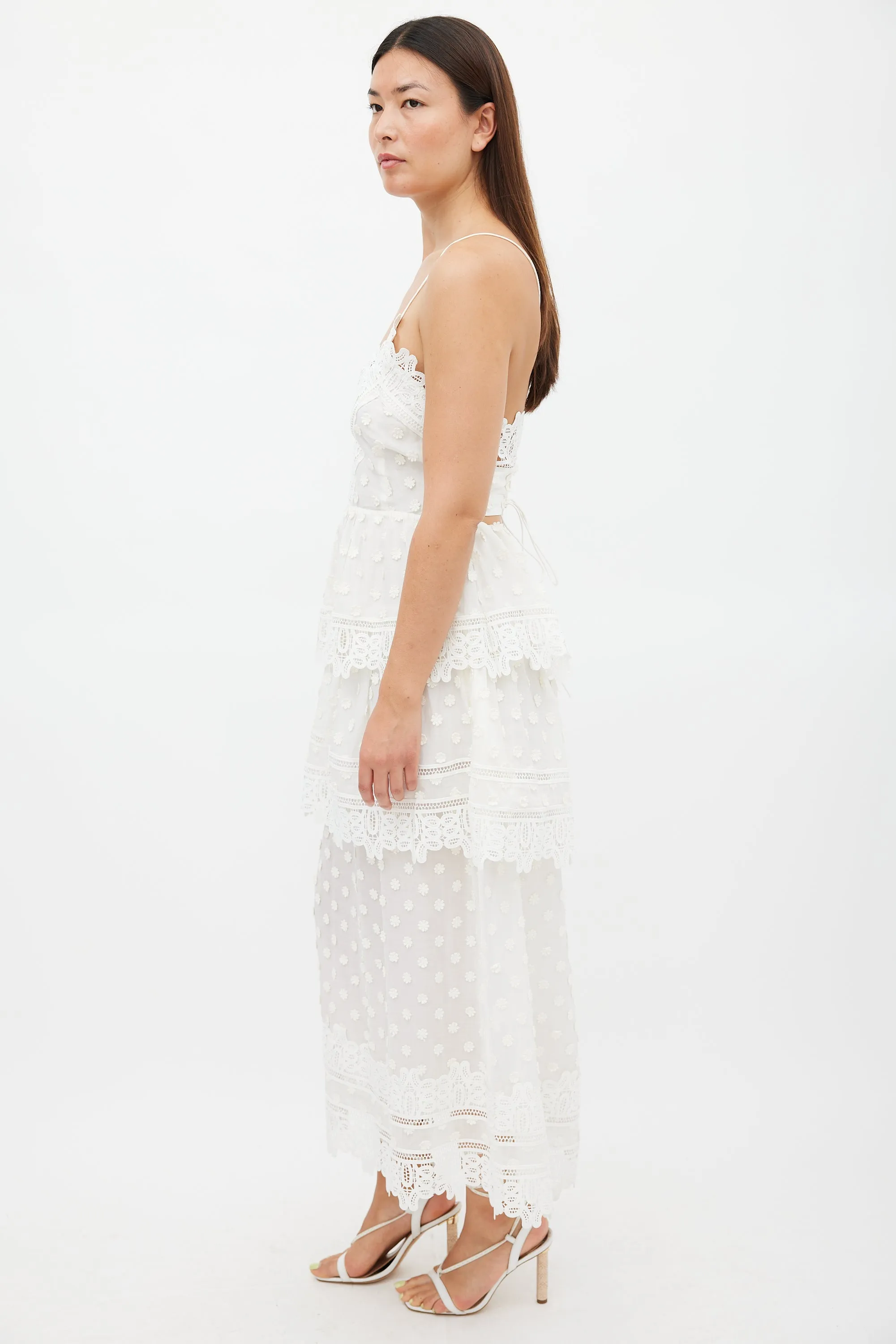 White Cotton & Lace Ivy Midi Dress