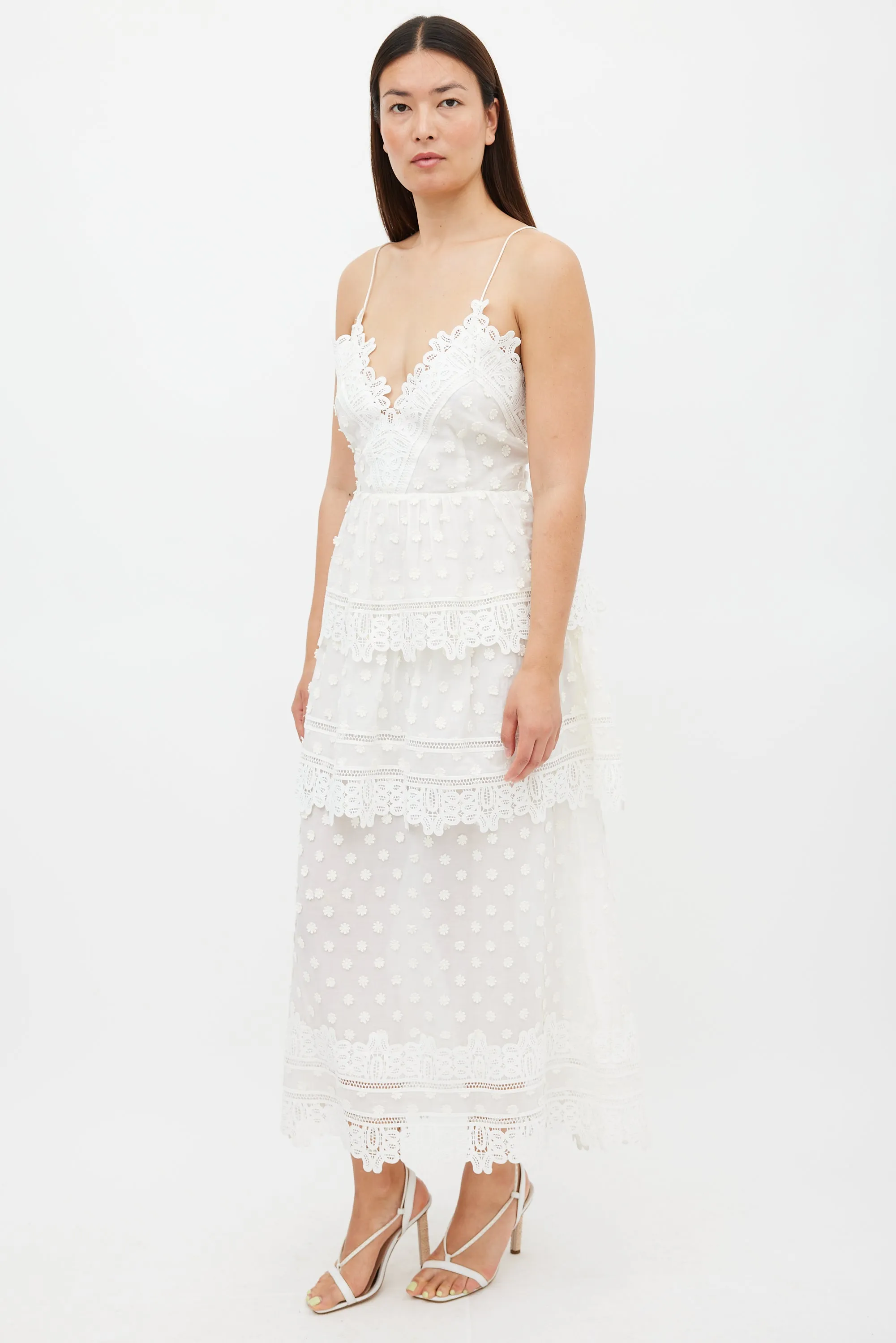 White Cotton & Lace Ivy Midi Dress