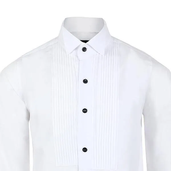 WHITE LONG SLEEVE WING COLLAR SHIRT FOR BOYS