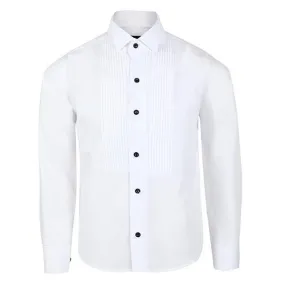 WHITE LONG SLEEVE WING COLLAR SHIRT FOR BOYS