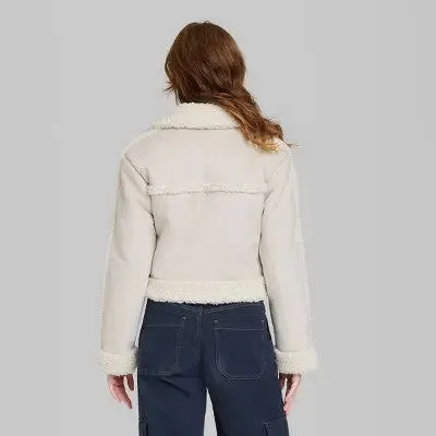 Wild Fable Women's Button Up Winter Faux Shearling Jacket