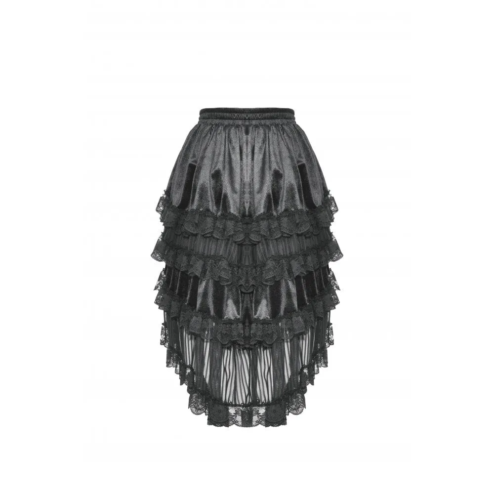 Women's Gothic Ruffled Layered High-low Skirt