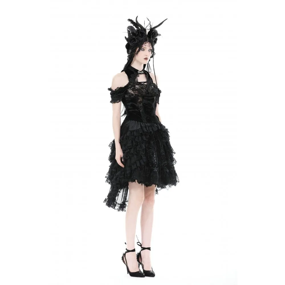 Women's Gothic Ruffled Layered High-low Skirt