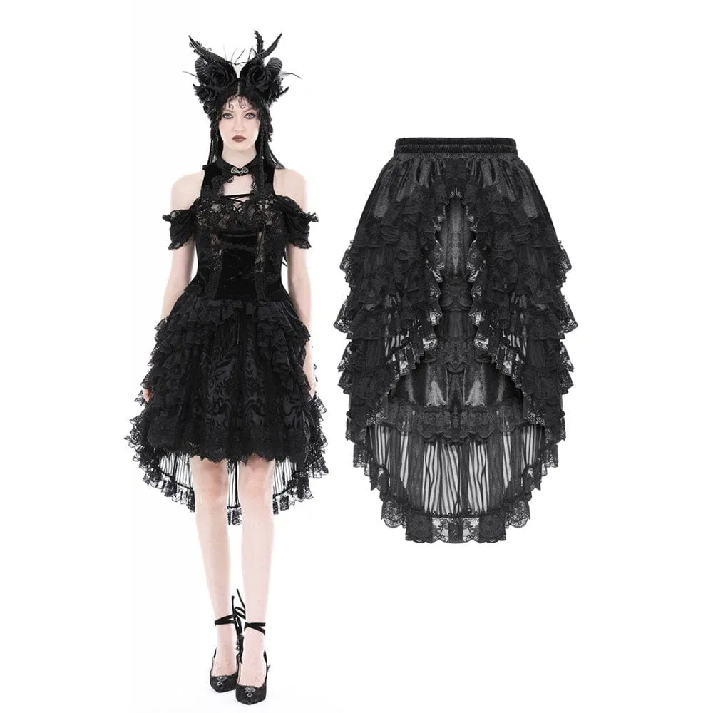 Women's Gothic Ruffled Layered High-low Skirt