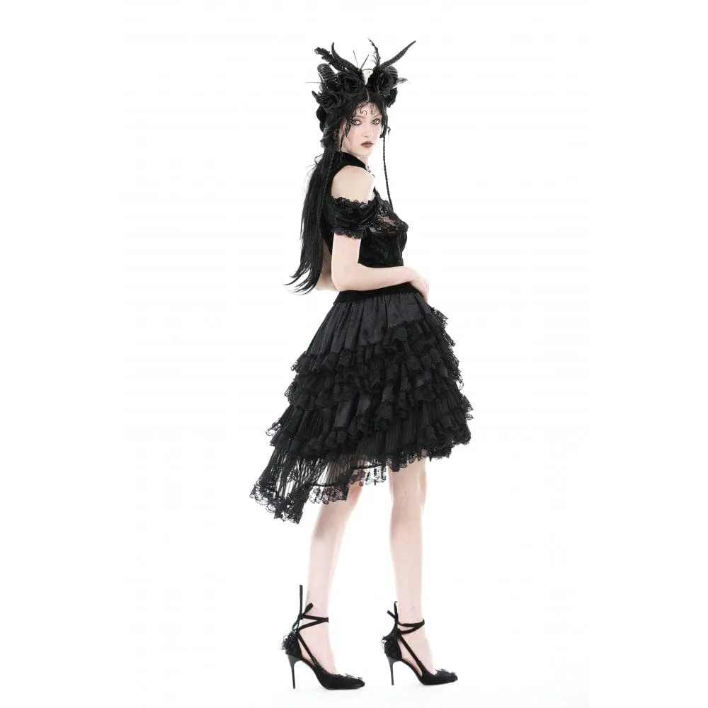 Women's Gothic Ruffled Layered High-low Skirt