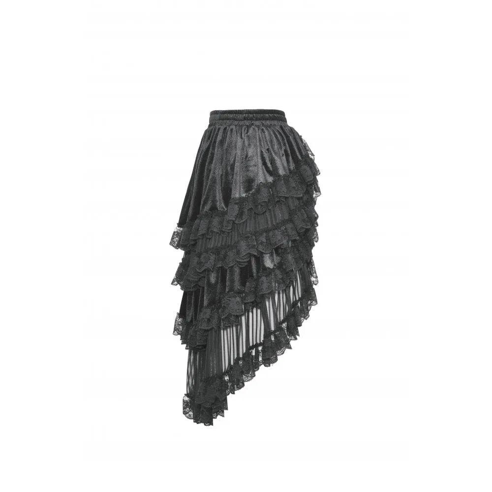 Women's Gothic Ruffled Layered High-low Skirt