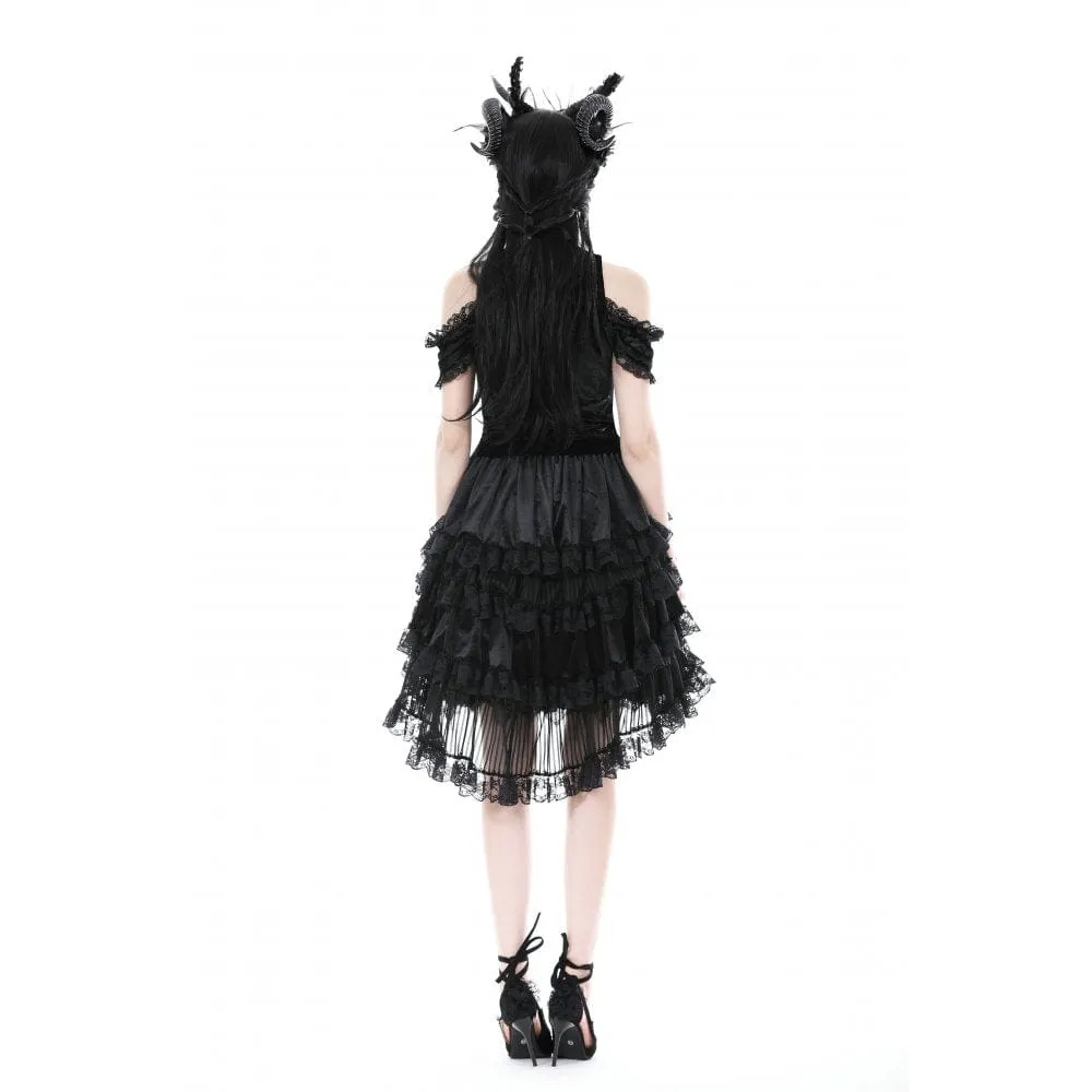 Women's Gothic Ruffled Layered High-low Skirt