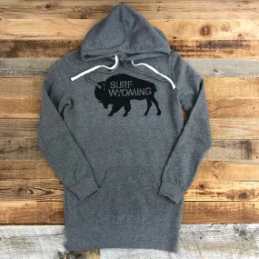 Women's Surf Wyoming® Bison Logo Hoodie Dress - Heather Grey