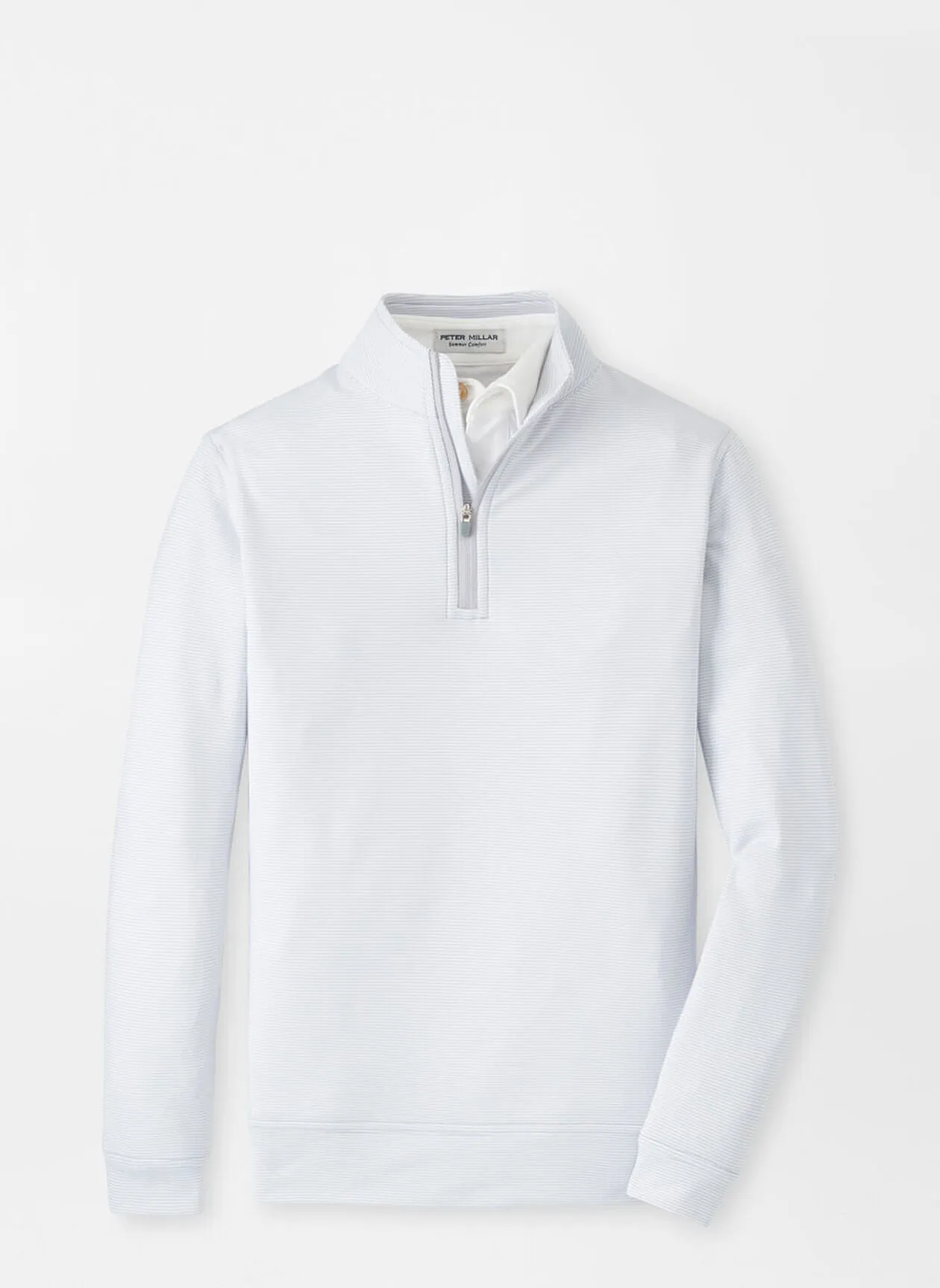 YOUTH Perth Sugar Stripe Performance Quarter-Zip by Peter Millar - British Grey